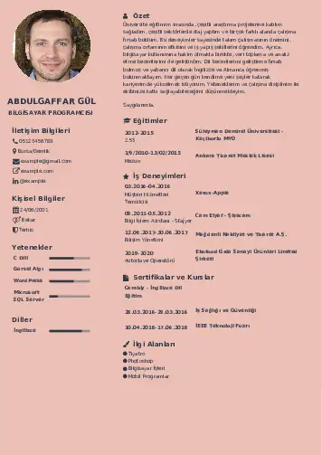 Bilgisayar Programcısı CV Örnekleri cv indir